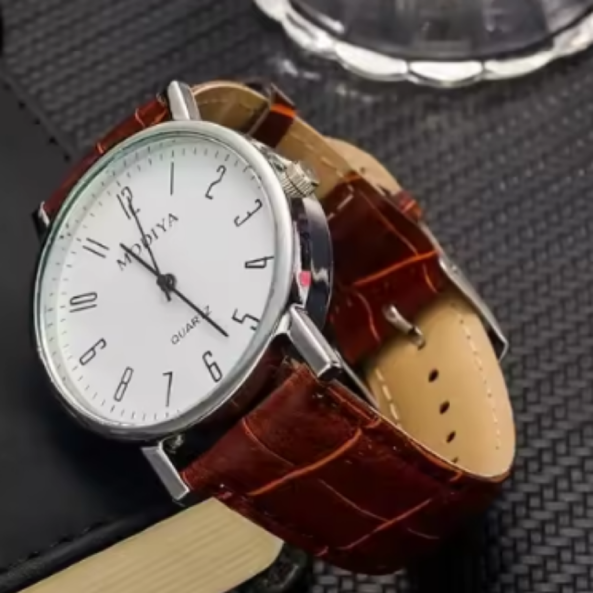Montre-Bracelet d'Affaires en Cuir de Luxe