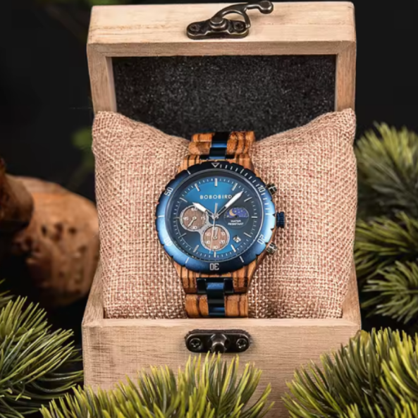 Montre-Bracelet BOBO BIRD en Bois et Acier Inoxydable pour Homme