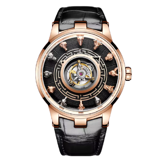 Haofa – Montre à Tourbillon Central en Saphir pour Hommes, Édition 2000, Sculpture Animale du Zodiaque Chinois en 3D, Manuelle, Étanche, Limitée