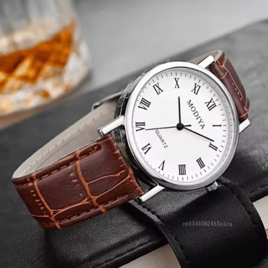 Montre-Bracelet d'Affaires en Cuir de Luxe